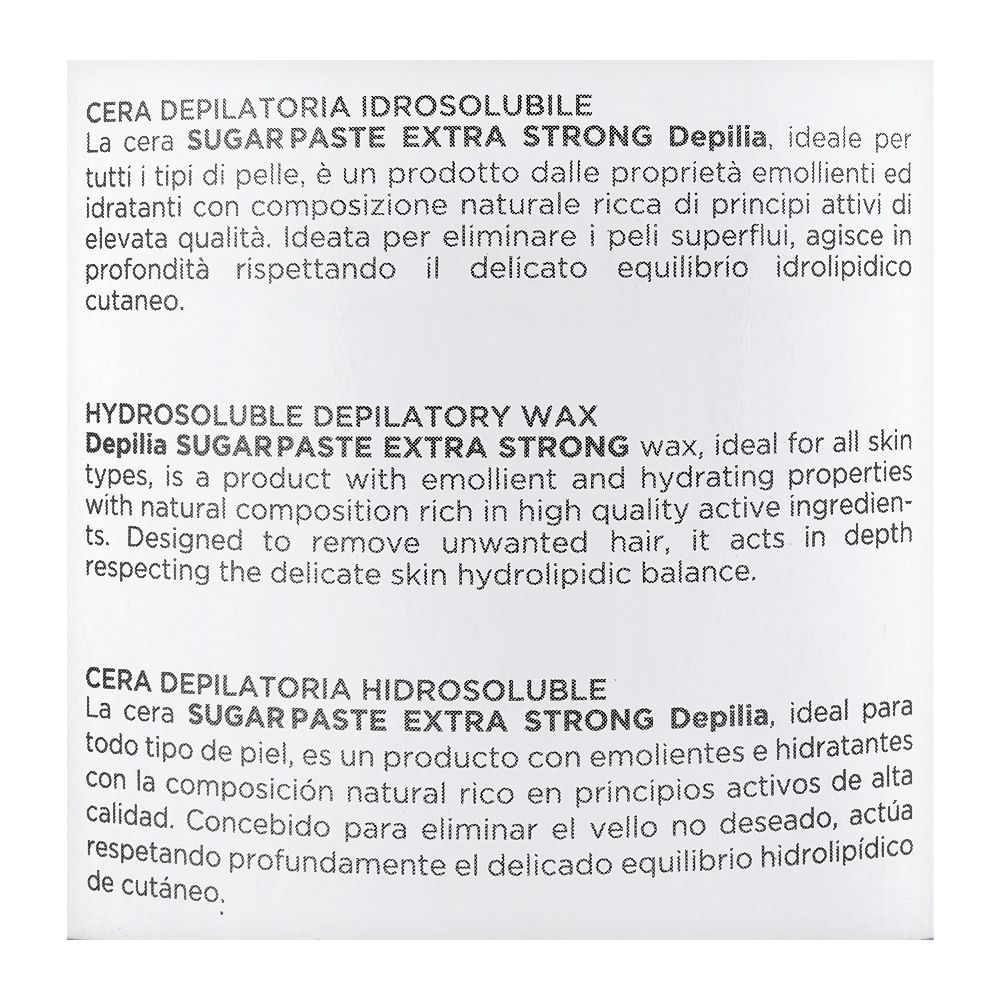 Depilia Sugar Paste Hydrosoluble Depilatory Wax, Extra Strong, 500ml