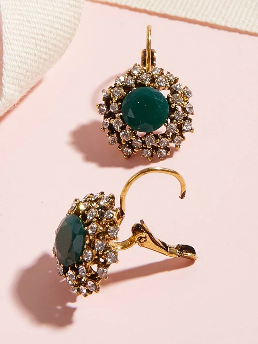SHEIN - Green  Rhinestone Earrings