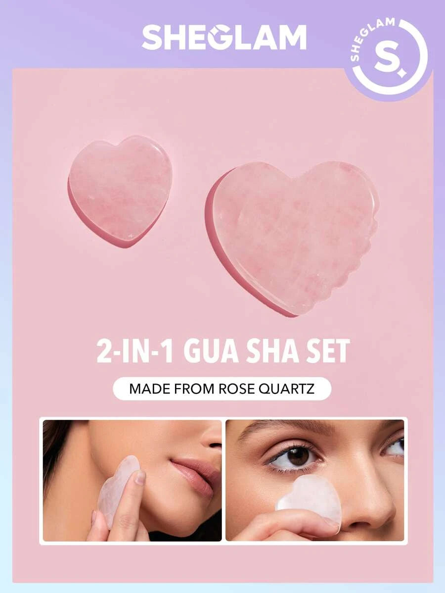 Sheglam - Love & Lift 2-in-1 Rose Quartz Gua Sha Set
