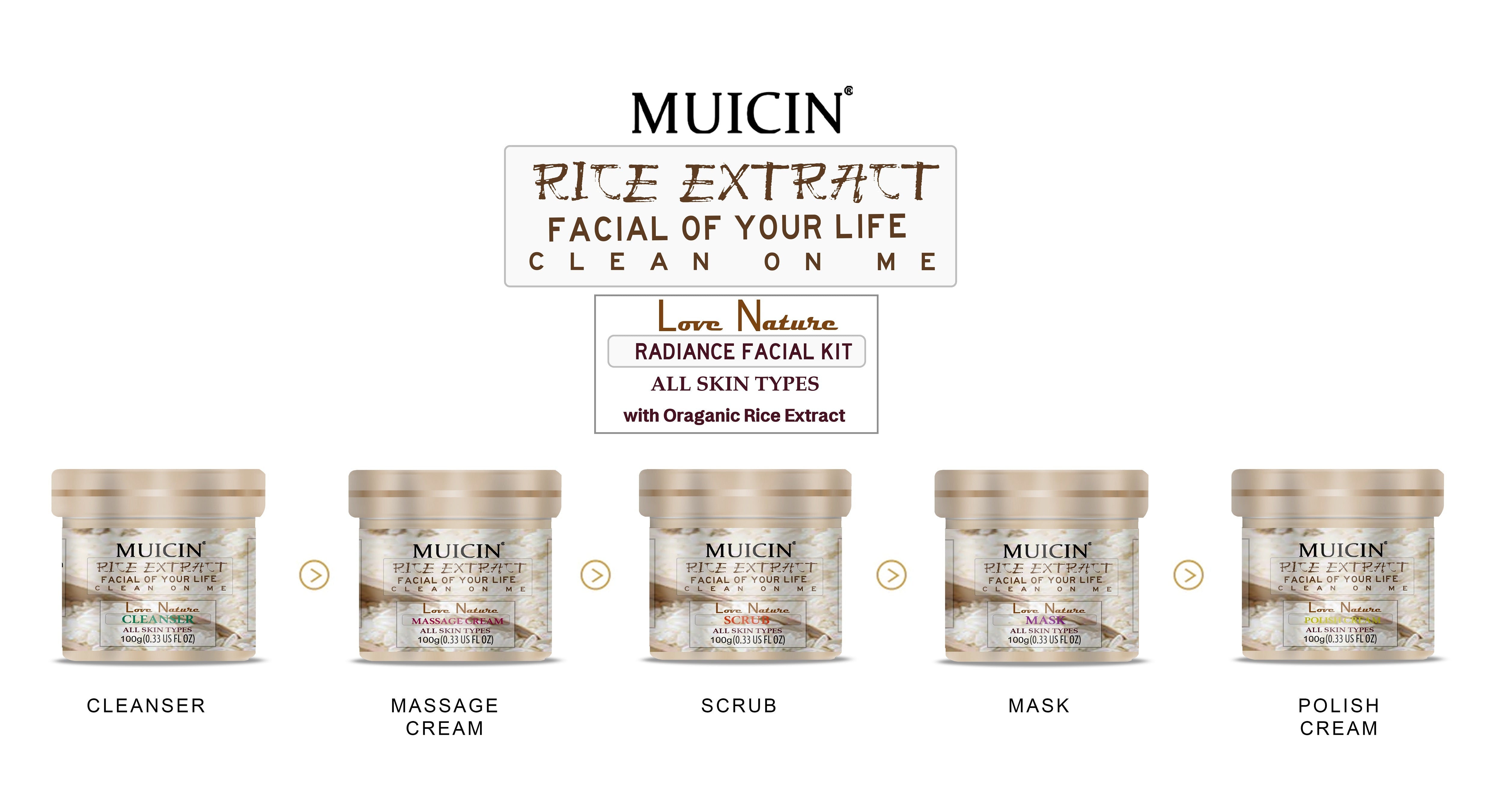 MUICIN - Rice Extract Radiant Facial Kit - 5 Steps