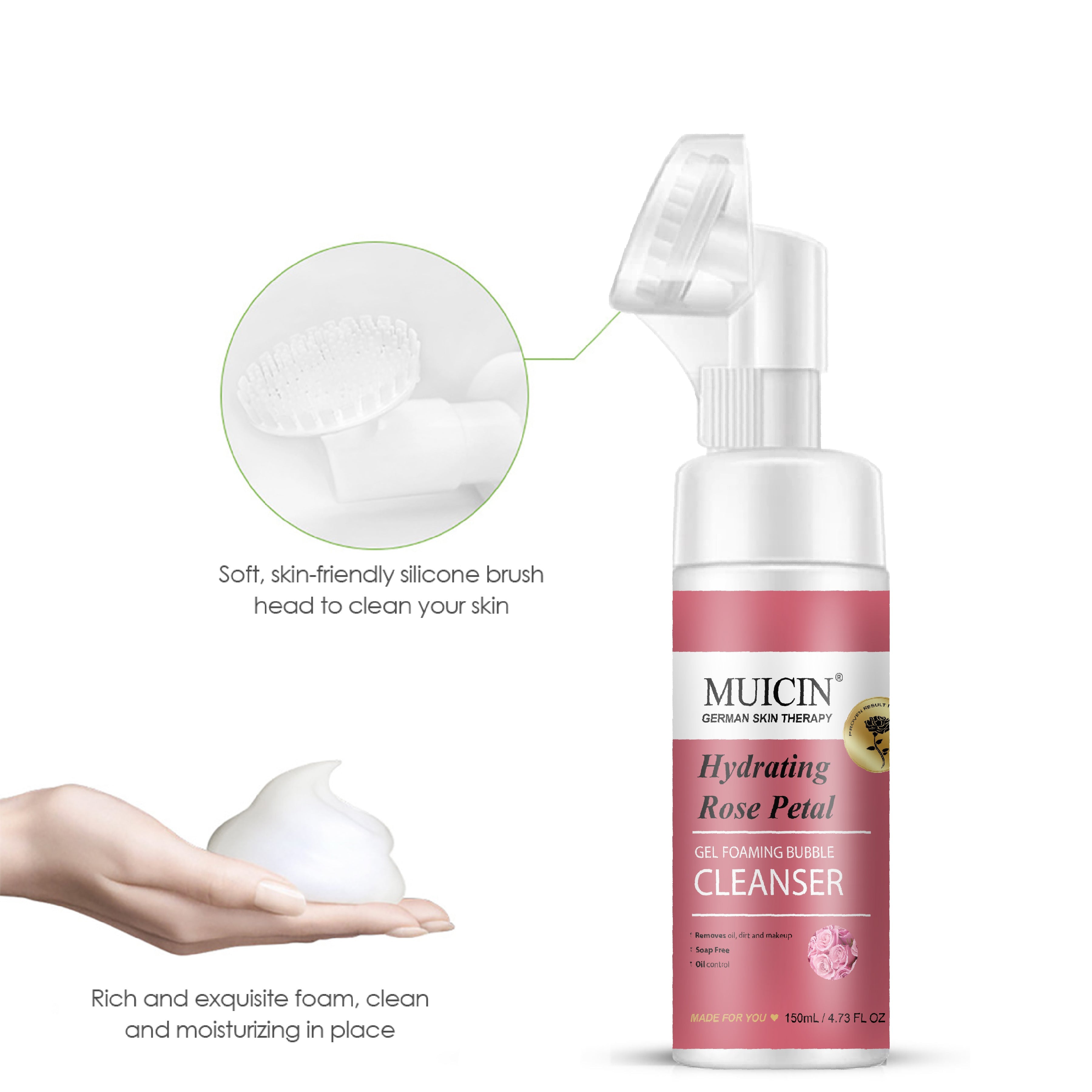 MUICIN - Rose Petal Gel Foaming Bubble Cleanser - 150ml