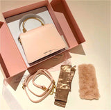 Charles & Keith-CK2-50270223 Women's Plush Small Handbag Sling -Pink/Black