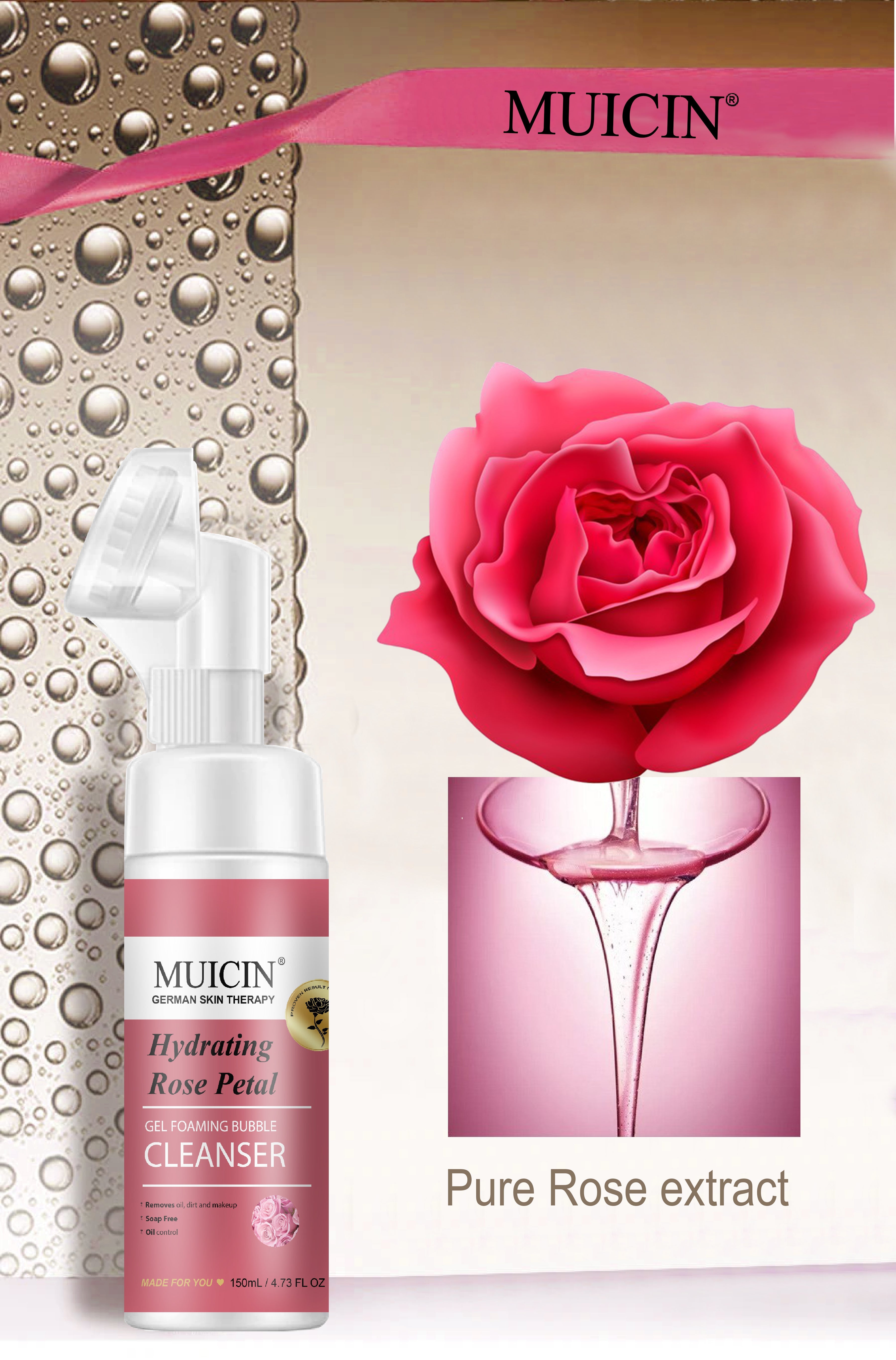 MUICIN - Rose Petal Gel Foaming Bubble Cleanser - 150ml