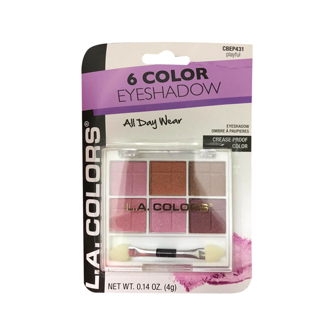 L.A. Colors – 6 Color Eyeshadow – All Day Wear – Palette Browns – Playful Shades