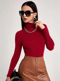 Turtleneck Ribbed Knit Sweater