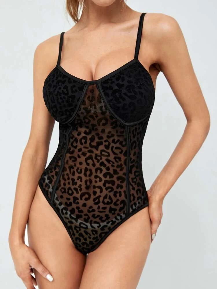 Leopard Print Bustier Cami Bodysuit
