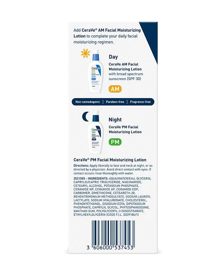 CERAVE - PM Facial Moisturizing Lotion LIGHTWEIGHT, OIL-FREE NIGHT CREAM OIL FREE - 89ML